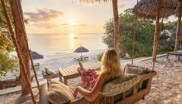 Manta Resort Pemba - Beach Bar at Sunset